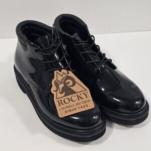 Rocky Boot Mens Size 6.5 Chukka Black High Gloss Professional Dress Shoe Lace Up